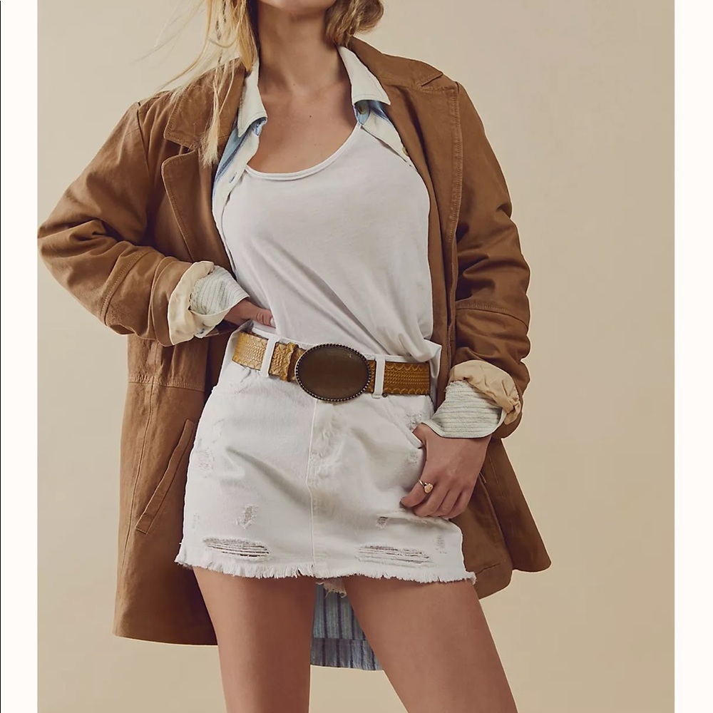 Free People White Denim Skirt